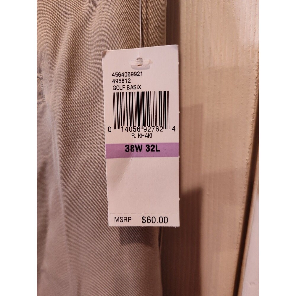 IZOD Golf Pants Men’s 38 NWT Sport Flex Stretch Trousers Sun Control Khaki - Picture 7 of 12